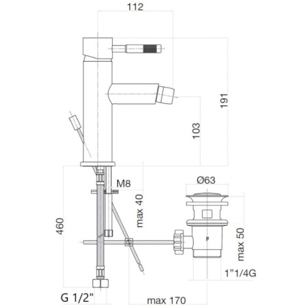 смеситель для биде с донным клапаном webert rimini ri840102015