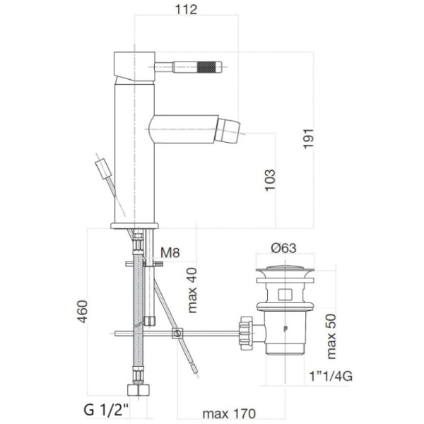 смеситель для биде с донным клапаном webert rimini ri840102740