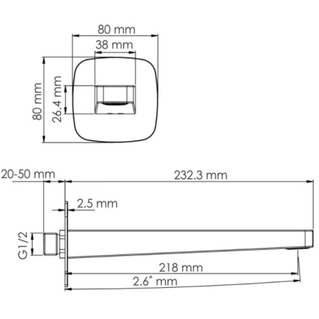 излив для ванны 218 мм wasserkraft saale a316