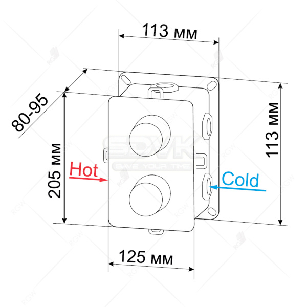 смеситель для душа rgw shower panels sp-42-01 21140542-11 с термостатом хром