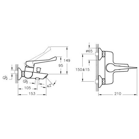 смеситель для ванны vitra aquamed solid s a42485exp