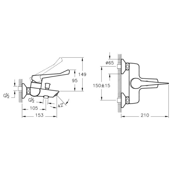 смеситель для ванны vitra aquamed solid s a42485exp