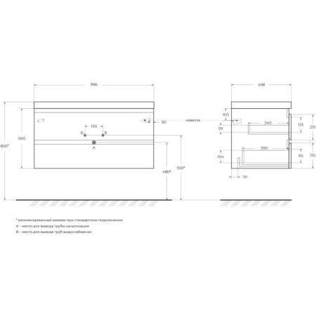 тумба legno bianco 99,6 cezares molveno molveno-100-2c-so-lb