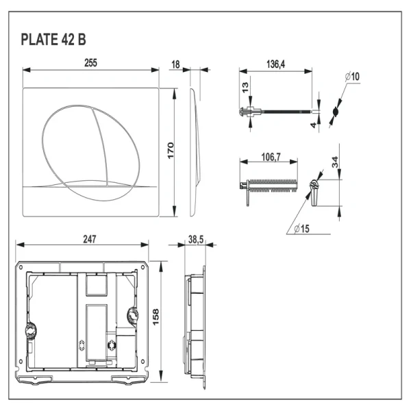 кнопка смыва для инсталляции roca active 42b белая глянцевая (7.8901.1.40b.0)