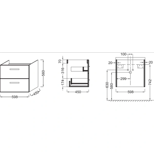 тумба под раковину jacob delafon ola 60 см, белый лак, eb390ru-j5 (gm)