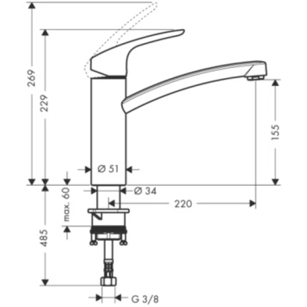 смеситель для кухонной мойки hansgrohe focus m41 31806800