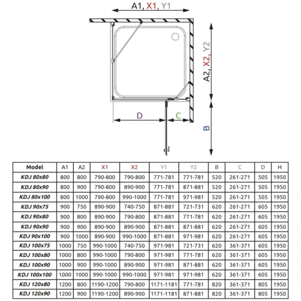 душевой уголок radaway almatea kdj 80 r×90 интимато