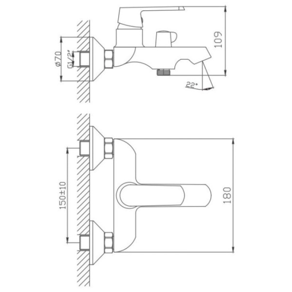 смеситель для ванны haiba hb60804 цвет белый \ хром