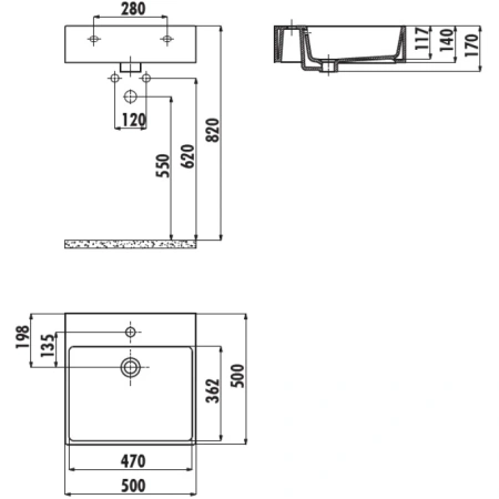 раковина накладная creavit nx256