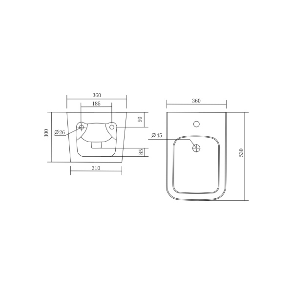 биде aquatek либра aq0506-00 подвесное, белое