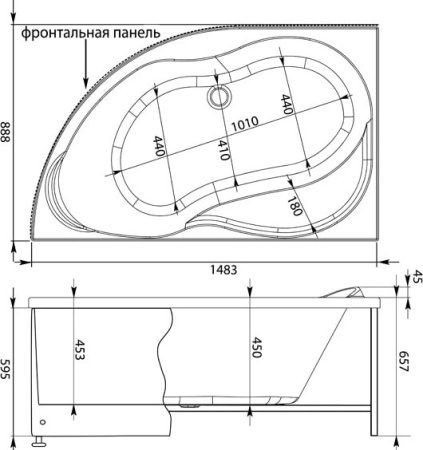 акриловая ванна aquanet graciosa 150x90 l 00203940