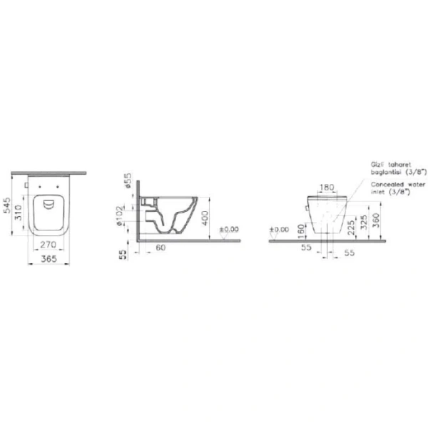 унитаз подвесной vitra integra square 7082b003-7209 без сиденья, цвет белый