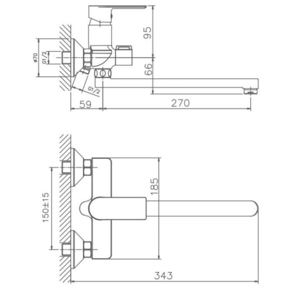 смеситель для ванны haiba hb22505-8 универсальный, цвет белый \ хром