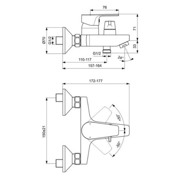 смеситель для ванны ideal standard cerafine model d bc494aa