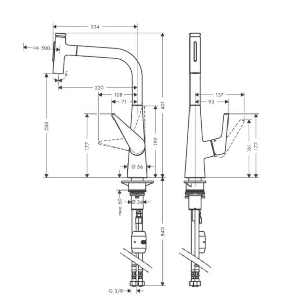 смеситель для кухни hansgrohe talis select m51 72823000