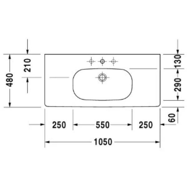 накладная раковина в ванную 105 см duravit d-code 03421000002
