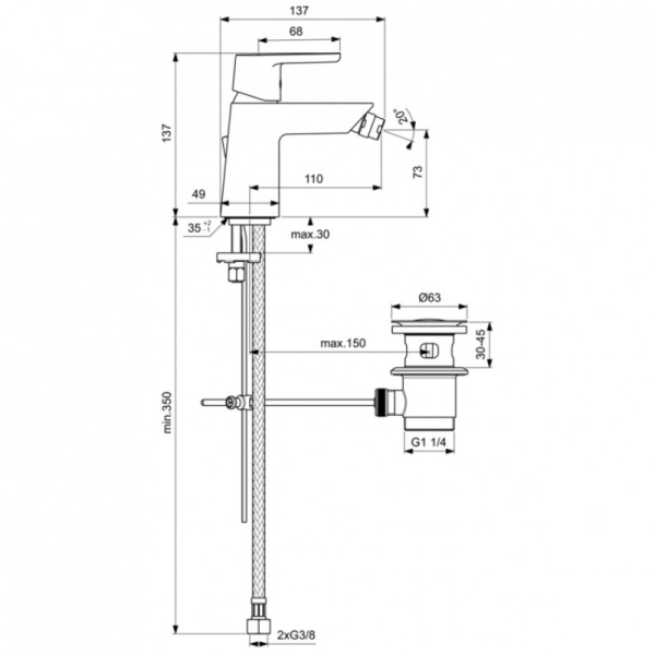 смеситель для биде ideal standard vito b0456aa