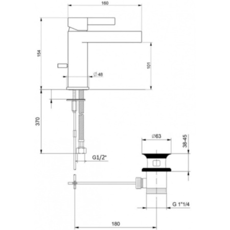 смеситель для раковины webert doremi dr830102560 цвет черный матовый