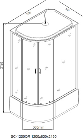 акриловый поддон с куполом для кабины aquanet sc-1200q-r №3/3 243407 белый