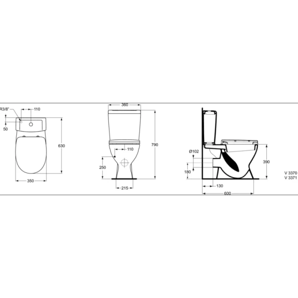 унитаз-компакт с сиденьем микролифт ideal standard eurovit v337101