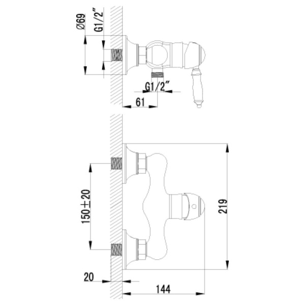 смеситель для душа lemark villa lm4803b бронза