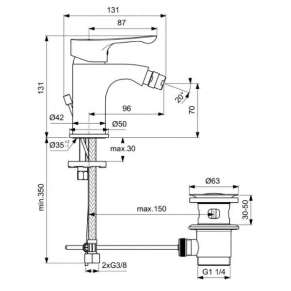 смеситель для биде ideal standard dot 2.0 bc323aa