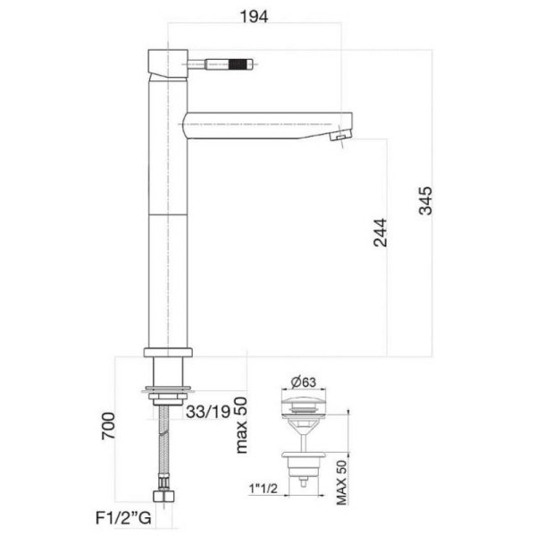 смеситель для раковины с донным клапаном webert rimini ri831402740