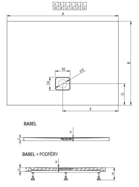 акриловый поддон для душа riho basel 412 90 x 90 см dc221700000000s(d005017304) черный матовый