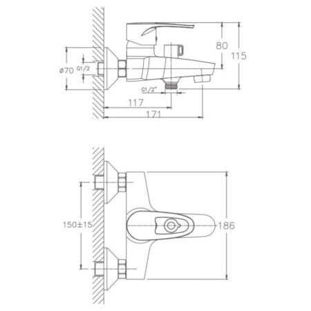 смеситель для ванны haiba hb6065 цвет хром