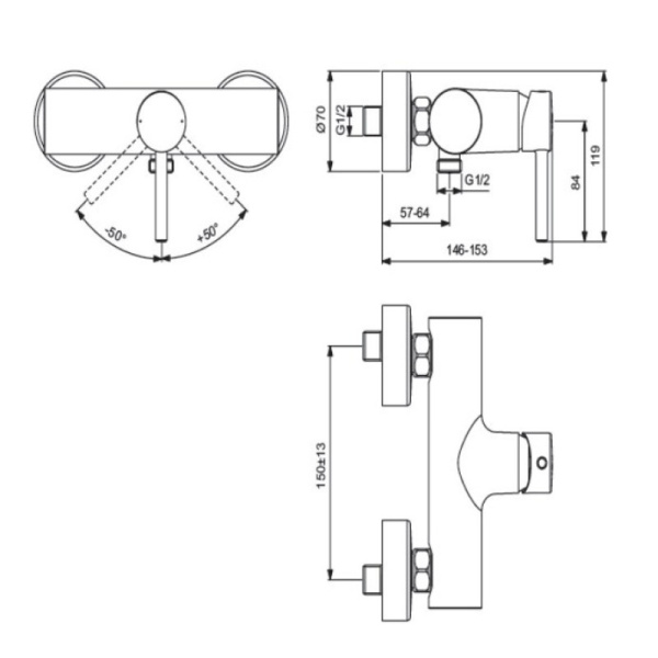 смеситель для душа ideal standard ceraline bc200aa