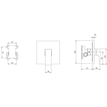 смеситель для ванны villeroy & boch architectura square tvs125002000k5