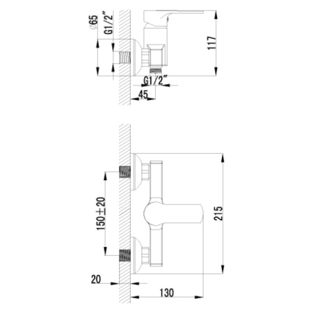 смеситель для душа lemark plus grace lm1503c хром