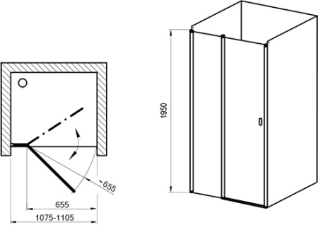 дверь для душевой кабины в нишу ravak chrome csd2-110 0qvdc100z1 профиль белый, стекло прозрачное
