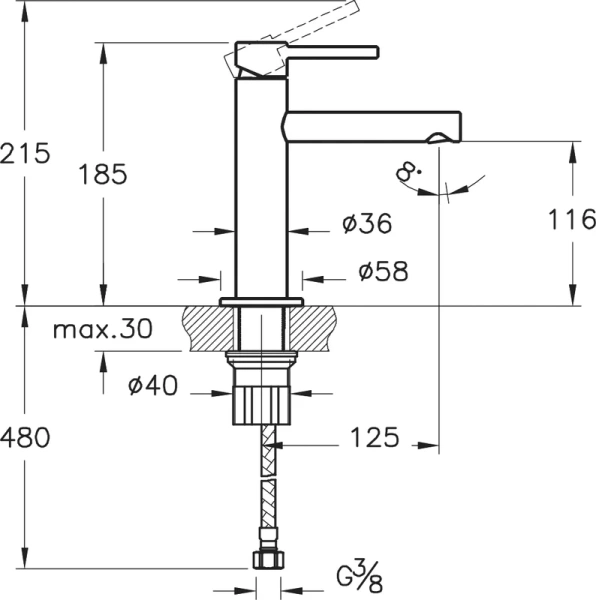 смеситель для раковины vitra origin a42556 хром