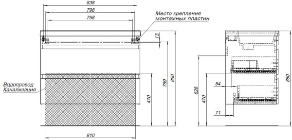 тумба под раковину aquanet нота new 90 дуб холден