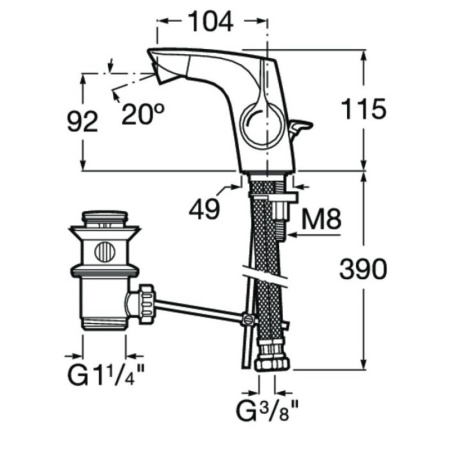 смеситель для биде с донным клапаном roca insignia 5a603ac00