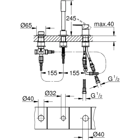 смеситель на борт ванны grohe lineare 19965001