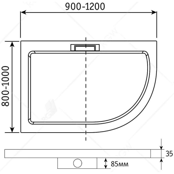 душевой поддон из искусственного камня rgw gws-41-l 120х90 03150492-01l белый