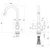 смеситель для кухни с подключением к фильтру paini cox granite avena 7894643cr3v11l2km