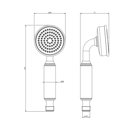ручной душ gessi venti20 65154#299, черный матовый