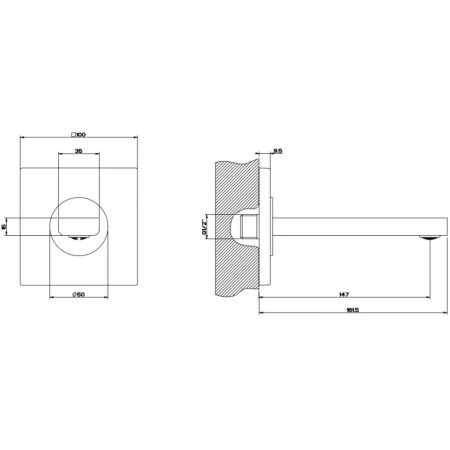 излив для ванны gessi via manzoni 38701#149 161#5 мм, цвет finox