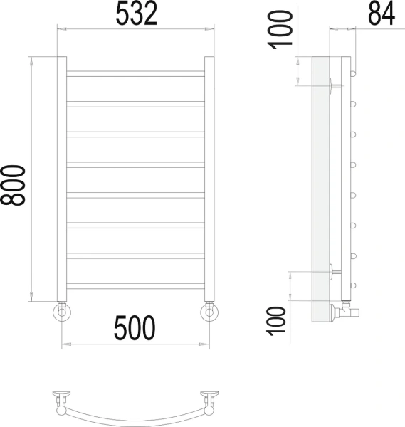 полотенцесушитель водяной terminus классик п8 500x800 4670078530271