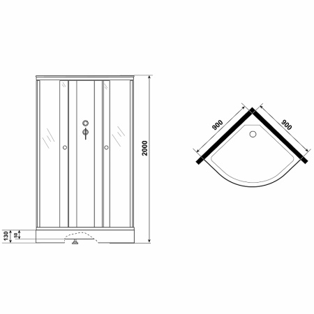 душевая кабина niagara eco 90x90 e90/13/mt/bk без гидромассажа