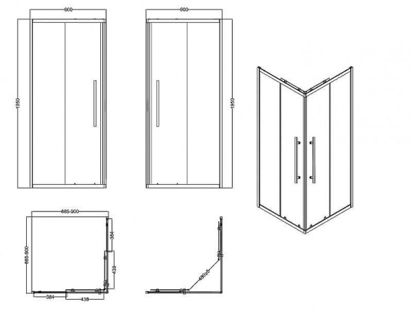 душевой уголок, душевое ограждение esbano flex esf-90kv-gm esogf90kvgm 90х90 см с двумя раздвижными дверками, квадратный, профиль оружейная сталь (gun metal), стекло прозрачное 6 мм, без поддона