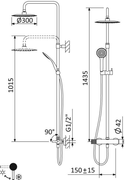 душевая стойка cezares leaf-cda-30-bio, цвет белый