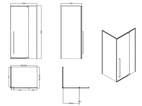 душевой уголок, душевое ограждение esbano art esa-108ps-gm 100х80 см с распашной дверью, прямоугольный, профиль оружейная сталь (gun metal), стекло прозрачное 6 мм, без поддона