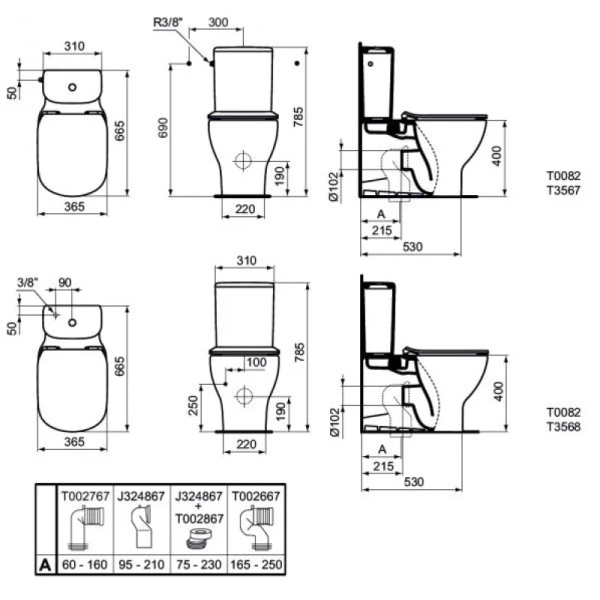 унитаз напольный ideal standard tesi t008201 без бачка и сиденья