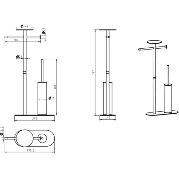 Комплект для туалета Boheme Venturo 10953-BRB напольный, бронза матовая