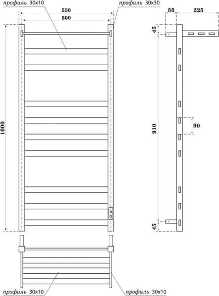 полотенцесушитель point меркурий pn83850pgr электрический, с полкой, 50x100 см, графит