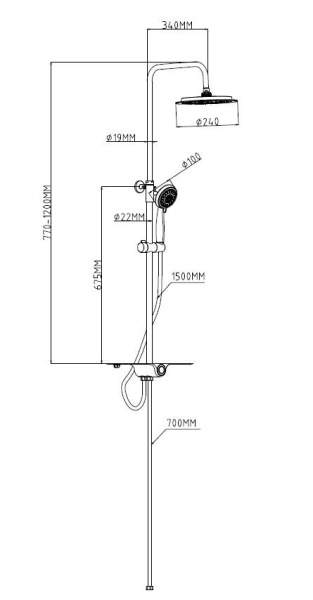 душевая система esko (st1010shelf)